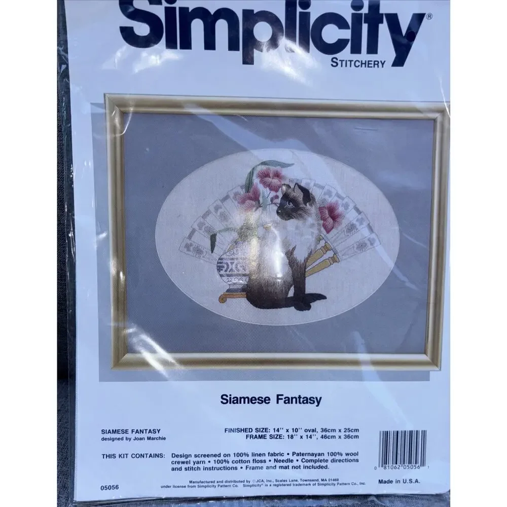 Simplicity Counted Cross Stitch Kit Siamese Fantasy #05056 by Joan‎ Marchie Cat